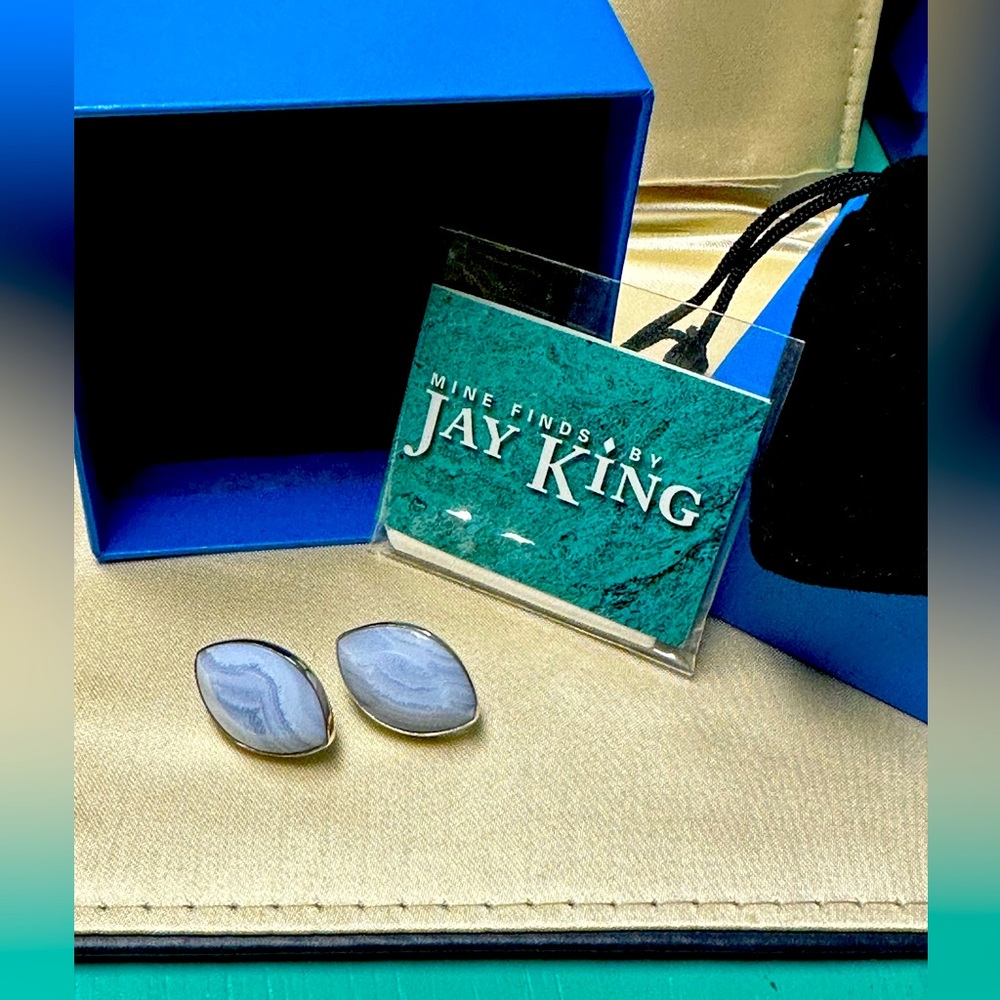 COPY - J King blue lace, agate stud earrings